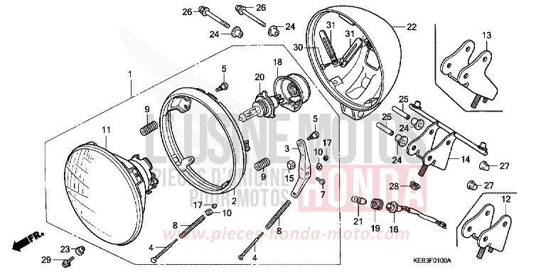 SCHEINWERFER von CB1300 Super Bold'or ABS MAGNA RED (R201) von 1996